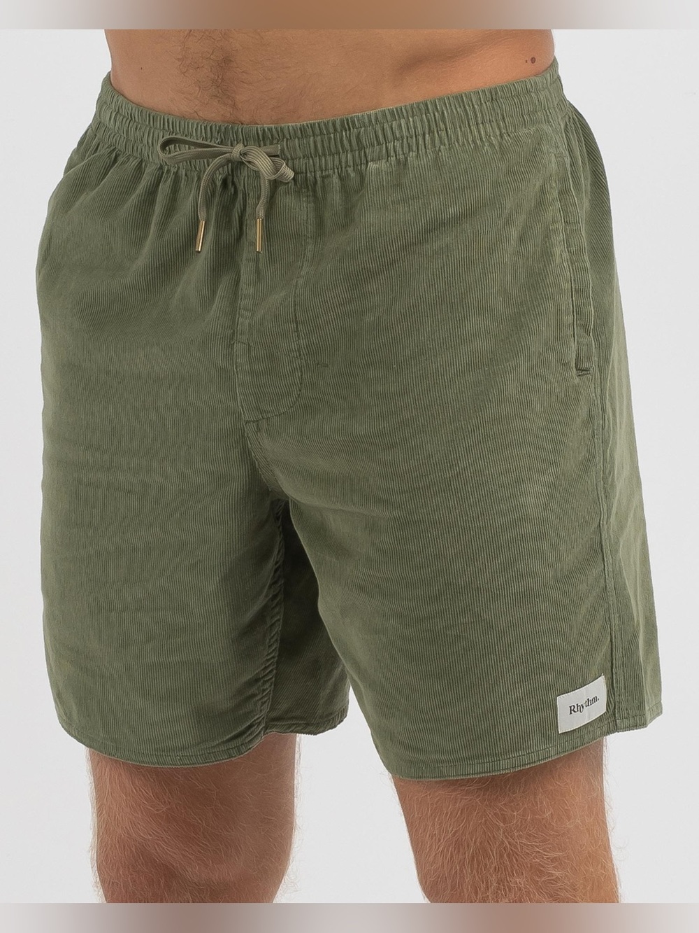 Rhythm Classic Mens Corduroy Jam Shorts Size 32 Olive Green NWT Elastic Waist